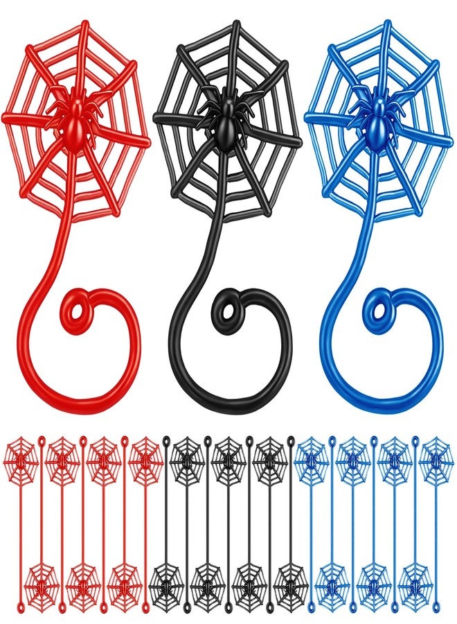 JellyArch 30 Pcs Sticky Spider Web Party Favors Bulk for Kids Halloween Goodie Bag Stuffers Easter Basket Stuffers Egg Fillers for Classroom Prizes Birthday Party Supplies, Blue Red Black - Image 1